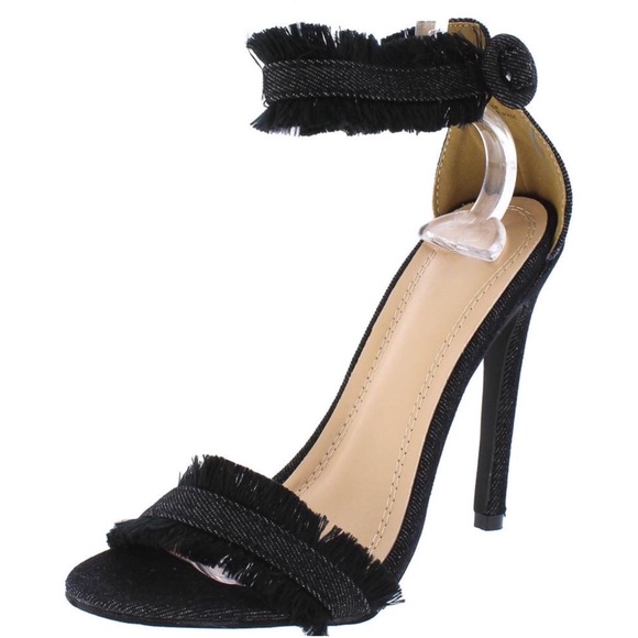 gianna blk denim frayed stiletto heel - Picture 5 of 8
